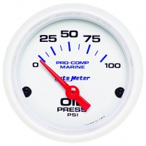 Marine White Electric Oil Pressure Gauge 2-1/16" 100 PSI