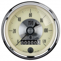 Prestige Antique Ivory 120 MPH ODO Speedometer - 3-3/8"