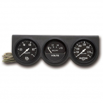 Auto Gage Oil, Water & Volt Gauges Black/Black Brk - 2-5/8"