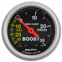 Sport-Comp Mechanical 30 hg-30 psi Vac/Boost Gauge - 2-1/16"