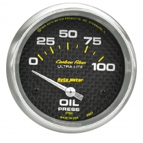 Carbon Fiber 2-5/8" Oil Pressure Gauge - 0-100 psi