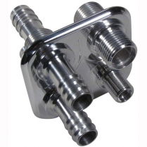 4 Way Square A/C & Heat Bulkhead w/Push On Heater Fittings