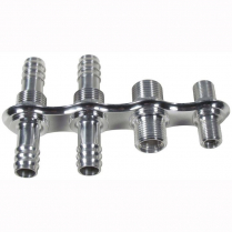 4 Way Inline A/C & Heat Bulkhead w/Push On Heater Fittings