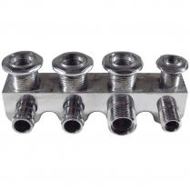 4 Way Tight Right Inline A/C & Heat Bulkhead - Polished