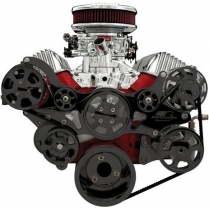 Tru Trac Serpentine System Air & P/S Chevy 348/409 - Black