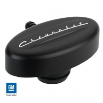Retro Oval PCV Breather w/Chevrolet Script - Black