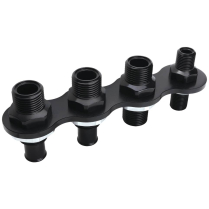 A/C & Heat Bulkhead Inline Push-On 4 Port - Black
