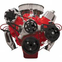 Top Mt Alt & PS Serpentine Conv Kit for BB Chevy LWP - Black