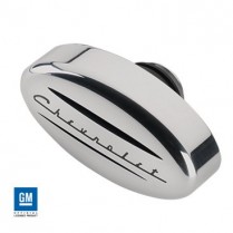 Retro Oval Valve Cover Breather w/Chevrolet Script - Polish