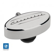 Retro Oval PCV Breather w/Chevrolet Script - Polished