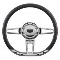Formula D Shaped Half Wrap Steering Wheel - Polished 14"