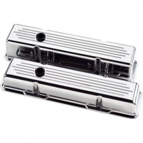 Ball Milled Tall Valve Covers for SB Chevy - Polished