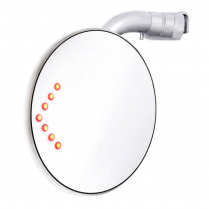 4" Curved Arm Peep Mirror w/Convex Glass & LED Turn Signal