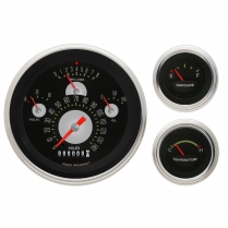 1957 Chevy Gauge Kit Black/Sliver Authentic Series - SLF