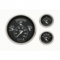 1957 Chevy 6 Gauge Set Black - SLC