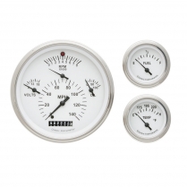 1957 Chevy 6 Gauge Set White - SLC