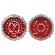 1951-52 Chevy V8 Red Steelie 4-5/8" Speed Tach & Quad