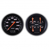 1951-52 Chevy Velocity Black 4-5/8" Speedo & Quad