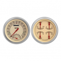 1951-52 Chevy Tan Vintage 4-5/8" Speedo/Tach & Quad