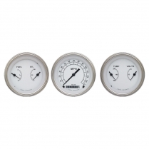 Classic White 3 Gauge Kit 3-3/8" Speedo & 2 Duals - SLF