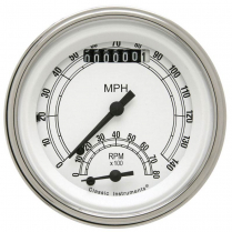 Classic White 3-3/8" Ultimate Speedo & Tach Gauge - SLF