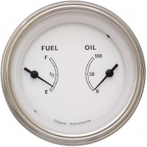 Classic White 3-3/8" Dual 240-33 Fuel & 100 Oil Gauge - SLF