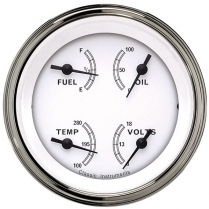 Classic White 3-3/8" Quad Gauge with 240-33 OHM Fuel - SLF