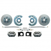 FRONT DISC BRAKE KIT 64-73 MUSTANG DRILLED WITH SS LINES