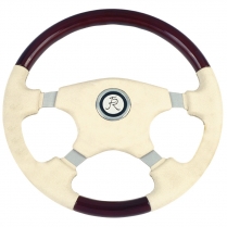 Fruitwood Luxury 15" 4-Spoke Steering Wheel w/Bone Leather