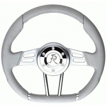 D-Shaped 13-1/2" 3-spoke Steering Wheel with Lt Gray Leather
