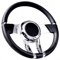 Waterfall 13.8" Black Leather Covered Steering Wheel