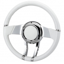 Waterfall 13.8" 6-Bolt Steering Wheel with White Leather