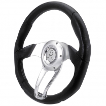 Cascade 13.8" Polish/Satin Black Leather Steering Wheel
