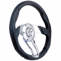 Cascade 13.8" Polish/Satin Dark Gray Leather Steering Wheel