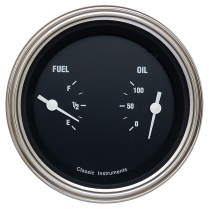 Hot Rod 3-3/8" Dual Fuel & Oil Gauge - SLC