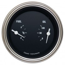 Hot Rod Series 3-3/8" Dual 240-33 Fuel & 100 Oil Gauge - SLF