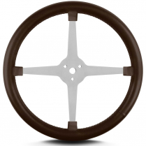 Lake Style 14" Polished 4 Spoke 14" Steering Wheel - Brown