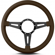 Mark 4 Elegante 14" Black Spoke Steering Wheel - Brown