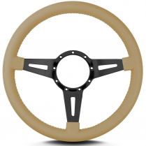 Mark 4 Elegante 14" Black Spoke Steering Wheel - Tan