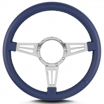 Mark 4 Double Slot 14" Polished Spoke Steering Wheel - Blue