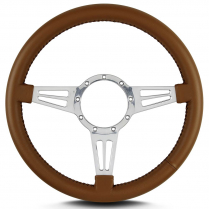 Mark 4 Double Slot 14" Polish Spoke Steering Wheel - Caramel