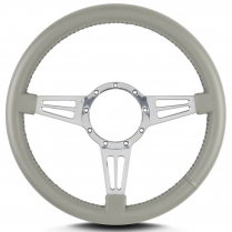 Mark 4 Double Slot 14" Polish Spoke Steering Wheel - Lt Grey
