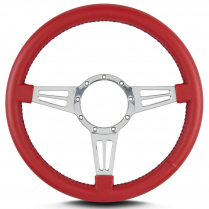 Mark 4 Double Slot 14" Polish Spoke Steering Wheel - Brt Red