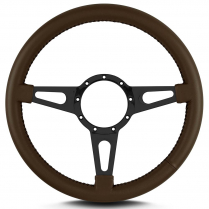 Mark 4 Supreme 14" Black Spoke Steering Wheel - Brown