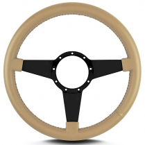 Mark 4 Standard 14" Black Spoke Steering Wheel - Tan