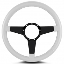 Mark 4 Standard 14" Black Spoke Steering Wheel - White