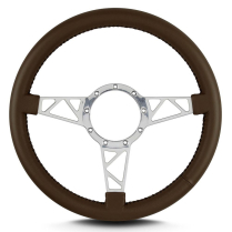 Mark 4 Truss Polished Standard Grip Steering Wheel - Brown