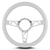 Mark 4 Truss Polished Standard Grip Steering Wheel - White
