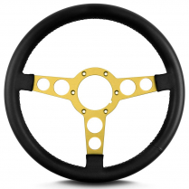 Trans Am 69-81 Pontiac 14" Gold Spoke Steering Wheel - Black