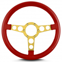 Trans Am 69-81 Pontiac 14" Gold Spoke Steering Wheel Brt Red